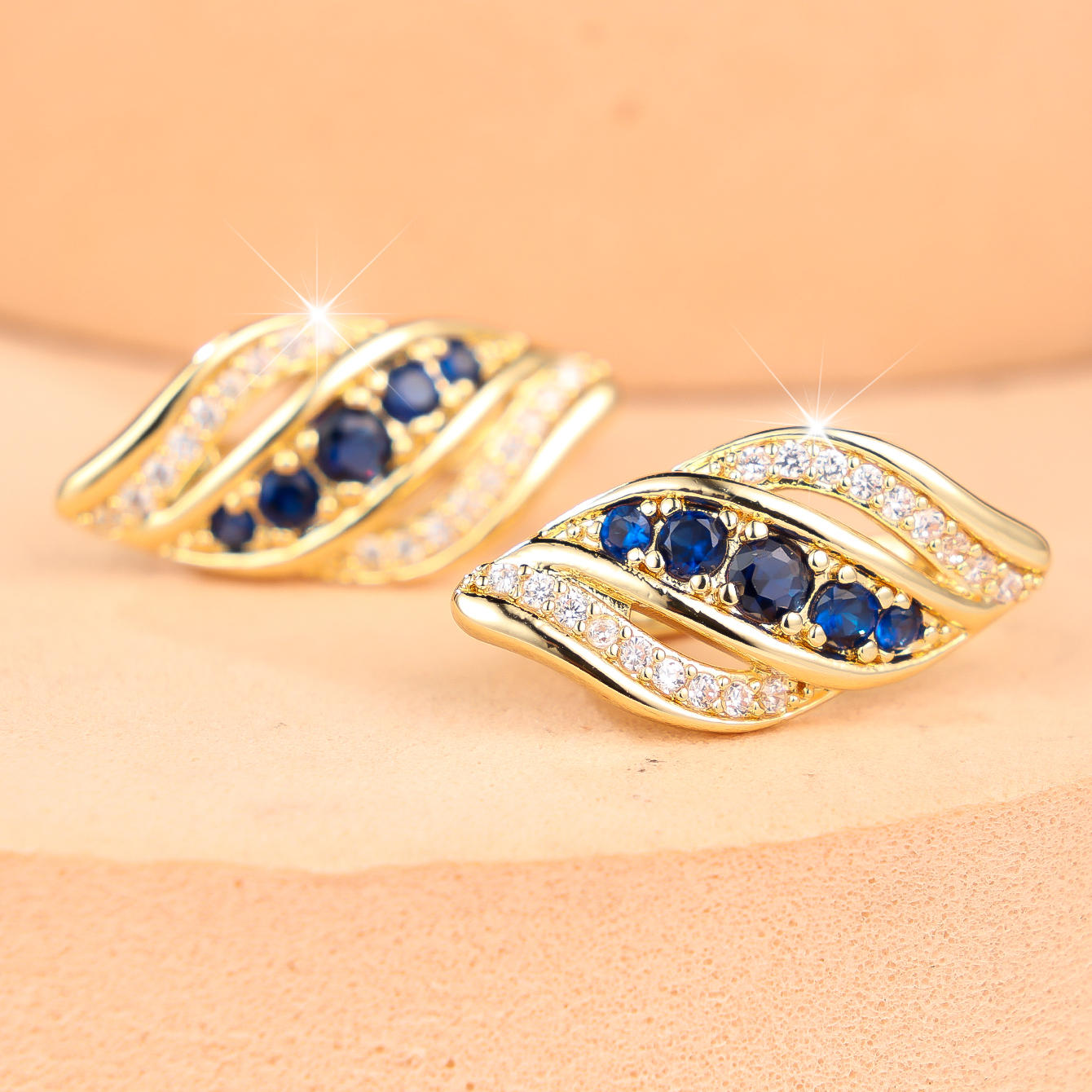 Women's Inlaid Synthetic Zirconia Earrings, Elegant & Sweet